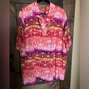 Woven polo style tunic by Denim & Co.